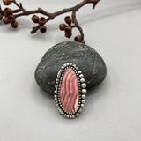 The Peony Ring- Rhodochrosite and Sterling Silver- Finished to Size or as a Pendant