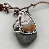 The Superhero Cuff- Size S/M- Crazy Lace Agate and Sterling Silver Bracelet