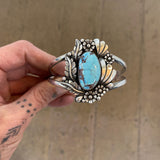 The Desert Rose Cuff- Size S/M- Natural Golden Hills Turquoise and Sterling Silver Bracelet