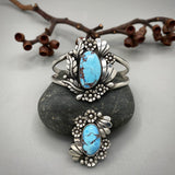 The Desert Rose Cuff- Size S/M- Natural Golden Hills Turquoise and Sterling Silver Bracelet