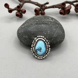 The Silhouette Ring- Natural Golden Hills Turquoise and Sterling Silver- Finished to Size or as a Pendant