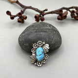 The Desert Rose Ring- Natural Golden Hills Turquoise and Sterling Silver- Finished to Size or as a Pendant
