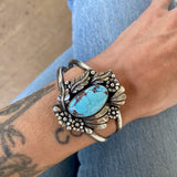 The Desert Rose Cuff- Size S/M- Natural Golden Hills Turquoise and Sterling Silver Bracelet