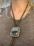 The Northern Lights Bolo- Plume Agate and Sterling Silver Bolo