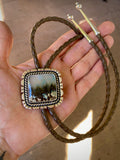 The Northern Lights Bolo- Plume Agate and Sterling Silver Bolo