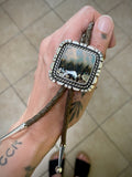 The Northern Lights Bolo- Plume Agate and Sterling Silver Bolo