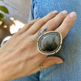 The Mystic Pines Ring- Plume Agate and Sterling Silver- Finished to Size or as a Pendant