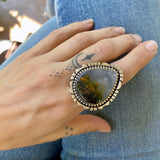 The Country Roads Ring- Plume Agate and Sterling Silver- Finished to Size or as a Pendant
