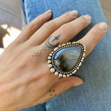 The Northern Lights Ring- Plume Agate and Sterling Silver- Finished to Size or as a Pendant