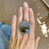 The Country Roads Ring- Plume Agate and Sterling Silver- Finished to Size or as a Pendant