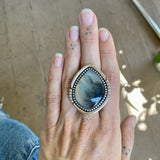 The Mystic Pines Ring- Plume Agate and Sterling Silver- Finished to Size or as a Pendant