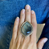 The Mystic Pines Ring- Plume Agate and Sterling Silver- Finished to Size or as a Pendant