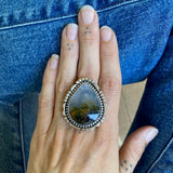 The Country Roads Ring- Plume Agate and Sterling Silver- Finished to Size or as a Pendant