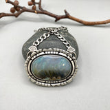 The Northern Lights Necklace- Plume Agate and Sterling Silver- 17" Chunky Sterling Curb Chain