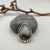 The Northern Lights Ring- Plume Agate and Sterling Silver- Finished to Size or as a Pendant