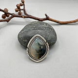 The Mystic Pines Ring- Plume Agate and Sterling Silver- Finished to Size or as a Pendant