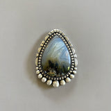 The Northern Lights Ring- Plume Agate and Sterling Silver- Finished to Size or as a Pendant
