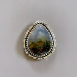 The Country Roads Ring- Plume Agate and Sterling Silver- Finished to Size or as a Pendant