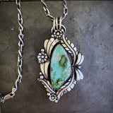 The Bouquet Necklace- Natural Royston Turquoise and Sterling Silver- 18" Sterling Chain