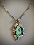 The Bouquet Necklace- Natural Royston Turquoise and Sterling Silver- 18" Sterling Chain