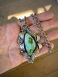 The Bouquet Necklace- Natural Royston Turquoise and Sterling Silver- 18" Sterling Chain