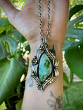 The Bouquet Necklace- Natural Royston Turquoise and Sterling Silver- 18" Sterling Chain