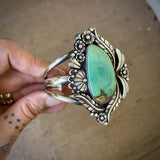 The Bouquet Cuff- Size S/M- Natural Carmel Mountain Variscite and Sterling Silver Bracelet
