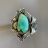 The Bouquet Cuff- Size S/M- Natural Carmel Mountain Variscite and Sterling Silver Bracelet
