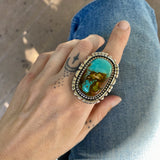 The Ether Ring - Fox Turquoise and Sterling Silver- Finished to Size or as a Pendant
