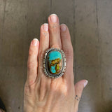 The Ether Ring - Fox Turquoise and Sterling Silver- Finished to Size or as a Pendant
