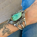 The Bouquet Cuff- Size S/M- Natural Carmel Mountain Variscite and Sterling Silver Bracelet