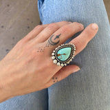 The Halo Ring- Natural Royston Turquoise and Sterling Silver- Finished to Size or as a Pendant