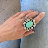 The Supernova Ring- Natural Broken Arrow Variscite and Sterling Silver- Finished to Size or as a Pendant