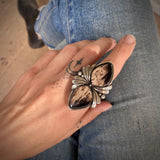 The Twin Flame Ring- Petrified Palm Root and Sterling Silver- Finished to Size or as a Pendant