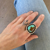 The Shadowbox Ring- Natural Royston Turquoise and Sterling Silver- Finished to Size or as a Pendant