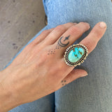 The Cosmos Ring - Natural Pilot Mountain Turquoise and Sterling Silver- Finished to Size or as a Pendant