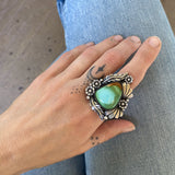 The Wildflower Ring- Natural Royston Turquoise and Sterling Silver- Finished to Size or as a Pendant