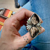 The Twin Flame Ring- Petrified Palm Root and Sterling Silver- Finished to Size or as a Pendant