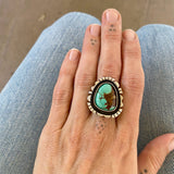 The Shadowbox Ring- Natural Royston Turquoise and Sterling Silver- Finished to Size or as a Pendant
