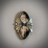 The Twin Flame Ring- Petrified Palm Root and Sterling Silver- Finished to Size or as a Pendant
