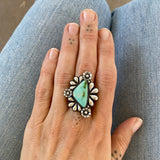 The Flora Ring 2- Natural Royston Turquoise and Sterling Silver- Finished to Size or as a Pendant