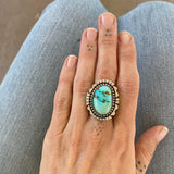 The Cosmos Ring - Natural Pilot Mountain Turquoise and Sterling Silver- Finished to Size or as a Pendant