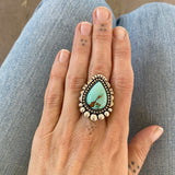 The Halo Ring- Natural Royston Turquoise and Sterling Silver- Finished to Size or as a Pendant