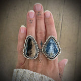 The Apparition Ring- Bella Vista Plume Agate Doublet and Sterling Silver- Finished to Size or as a Pendant
