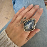 The Apparition Ring- Bella Vista Plume Agate Doublet and Sterling Silver- Finished to Size or as a Pendant