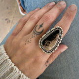 The Spectre Ring- Petrified Palm Root and Sterling Silver- Finished to Size or as a Pendant
