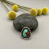 The Shadowbox Ring- Natural Royston Turquoise and Sterling Silver- Finished to Size or as a Pendant
