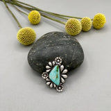 The Flora Ring 2- Natural Royston Turquoise and Sterling Silver- Finished to Size or as a Pendant