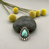 The Halo Ring- Natural Royston Turquoise and Sterling Silver- Finished to Size or as a Pendant