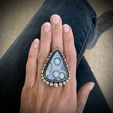 The Floating Orb Ring- Tube Agate and Sterling Silver- Finished to Size or as a Pendant